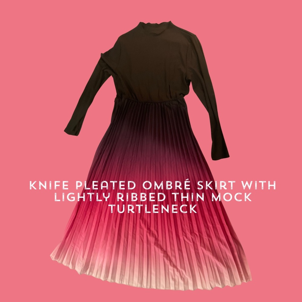 Knife Pleated Ombré Knit Dress